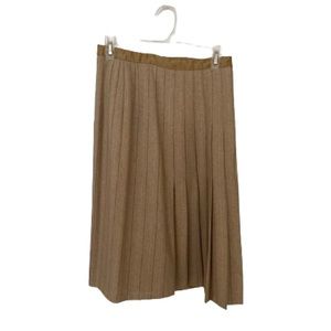 New Handmade Woman’s Beige Skirt with Side Pleats, Sz M/L (see measurements)